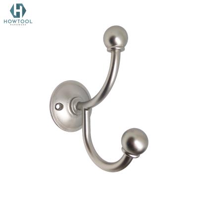 China HOWTOOL stored A326 | Double Coat Hooks Wall Mounted Double Hooks Black Utility Hooks for sale