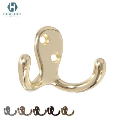 China steady & Durable Double Fork Coat Hooks Wall Mounted Retro Double Robe Hooks Utility Hooks for sale