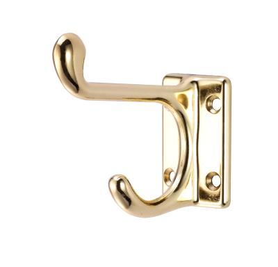 China Durable Sturdy Coat Hooks Heavy Duty Brass Plated Metal Robe Towel Hanging Hook For Wall for sale