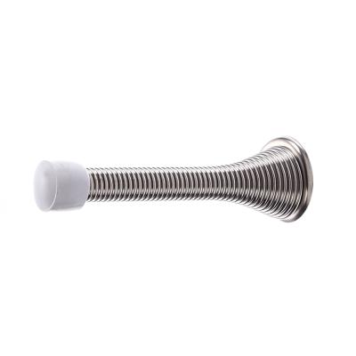 China Durable Heavy Duty Brushed Nickel Spring Door Stop With Rubber Bumper for sale