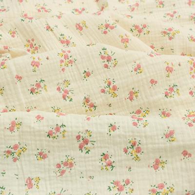 China Sustainable Wholesale Gauze Rolls Fabric Double Layer Floral Printed Crepe Printed Cotton Gauze Fabric 100%cotton Chiffon Ply Fabric for sale