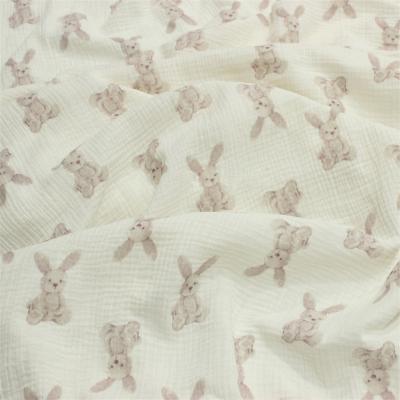 China Viable in new design muslin gauze fabrics textiles peter rabbit cartoon pattern baby running cotton soft fabric for sale