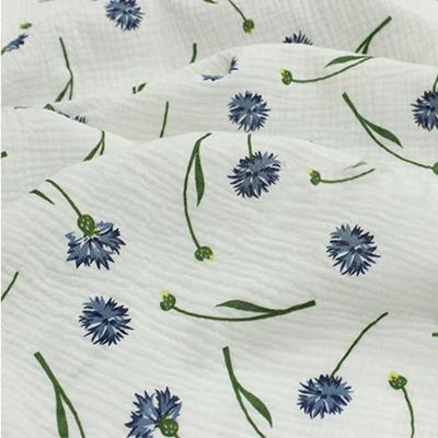 China Viable in new design stock 100% cotton fabric for sleepwear double ply gauze muslin printing fabric for sale