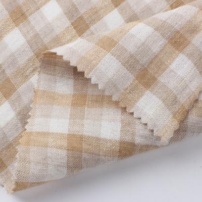 China Latest Viable Verified Canvas Fabric For Garment Linen Canvas Fabric 100% Stonewashed Gingham Fabric for sale