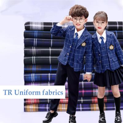 China Wholesale Wrinkle Resistant Pleated Skirt School Uniform Fabric Student School Uniform TR Plaid Fabric For JK Uniform for sale