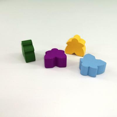 China Custom Wooden Colorful Board Game Pieces Meeple Pieces Design For Board Game for sale