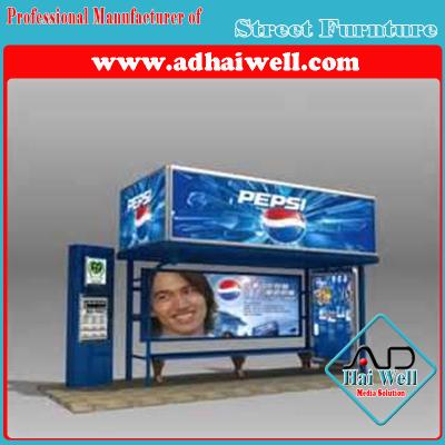 China Good Design of Bus Stop Shelter with Advertising Display for sale