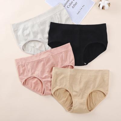 China 3D Honeycomb Color Stretch Panties HIGH-WAISTED Seamless Sheer REPLI Antibacterial Pants High-waisted Tummy Underwear for sale