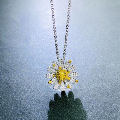 China New Vintage Silver Necklace S925 Female Fashion Trend Personality Flower Small Daisy Pendant for sale