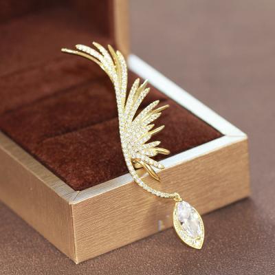 China Zircon Brass Simple Micro Set Angel Wings Small Brooch Female Temperament Fashion Clothing Accessories for sale