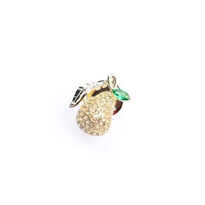 China Brass Cute Micro-inlaid Micro-inlaid Fixed Clasp Zircon Pear Pin Single Fruit Thorn Pin Horse Yellow Pin for sale