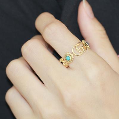 China Retro Artificial Semi-Precious Lettered Ring CLASSIC Wide Opening Edition for sale