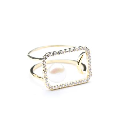 China YANYI FASHIONABLE FASHIONABLE High-grade Opening Jewelry Adjustable Gift Diamond Inset Geometric Pattern Ring for sale