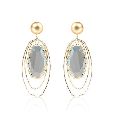 China ALLOY Fashion Crystal Drop Earrings Jewelry 925 Sterling Silver Pin Anti-allergy Ear Jewelry for sale