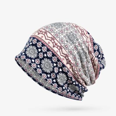 China COMMON Wholesale Thin High Quality Floral Pattern Fashion cotton  Sports Beanie Hat for sale