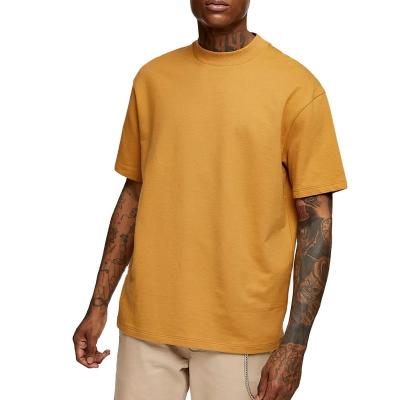 China Anti-wrinkle 2022 heavy Thick collar tee blank Custom Mock neck Boxy fit Men's t shirt for sale