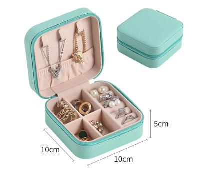 China Hot Sale Women Girls Earrings Ear Stud Box Organizer Portable Jewelry Storage Case PU Leather Leather Small Travel Jewelry Boxes for sale