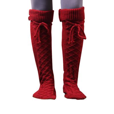 China Breathable Plain Stockings Women's Long Slouch Bottoms Winter Knit Bottoms Thigh High Over The Knee Boot Socks for sale