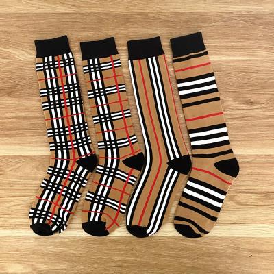 China Factory Wholesale Custom Logo Packing Plaid Stripe Personality Cotton Sock Breathable For Woman for sale