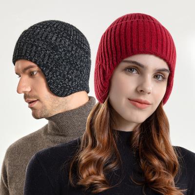 China RWH2055 JOINT Men's Earflap Hat Outdoor Earmuff Earmuff Ski Cap Winter Hat Women Warm Recycling Knitted Wool Beanie Hat for sale