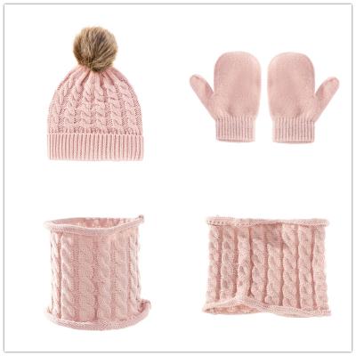 China RKH1038 Plain Beanie Hat Scarf Gloves Solid Color Hot 3 Pieces Set For 0-36M Kids Children Baby Girls Boy for sale