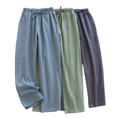 China Factory Wholesale High Quality Breathable Washable Slim Style Loose Plaid Plus Size Mens Cotton Pajamas for sale