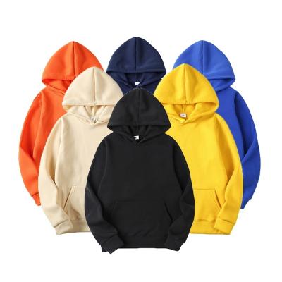 China Viable Wholesale Winter Solid Color Plus Velvet Thickened Fashion Casual Men's Blank Hoodies Custom Logo for sale