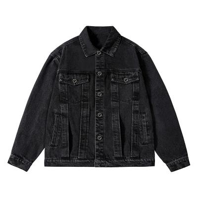 China Factory Wholesale Viable Large Flat Fashion Heavy Loose Mens Jackets Vintage Denim Jacket for sale