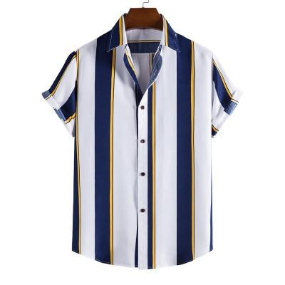 China Hot-selling new fashion summer high quality big casual stripe breathable short sleeve shirts for men's bape shirt for sale