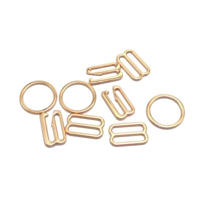 China Eco-friendly high quality custom made gold metal bra adjuster bra ring slider hook for swimwear for sale