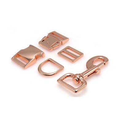 China fashion & Rose God Curved Metal Side Quick Release Classic Zinc Alloy Custom Clasp Adjust Buckles For Pet Accessories for sale