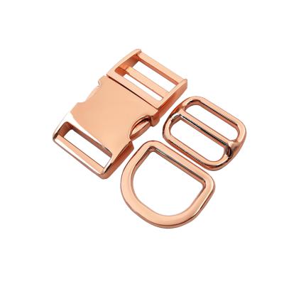 China fashion & side buckle D Ring Slider Adjuster Buckle mold release 15mm rose metal available in gold classic zinc alloy for sale