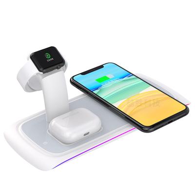 China 2021 Adjustable Newly Launched 3 in 1 Wireless Charger Fast Charging Station 15w Multifunctional Charging Dock for iPhone and for iWatch for sale