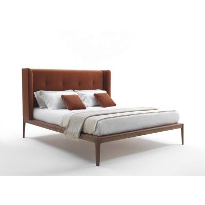 China Italy Modern Luxury Bedroom Furniture Cozy Comfortable Solid Wood Modern Bed for sale