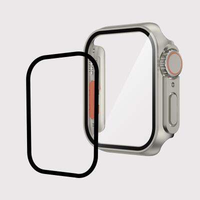 China Shockproof Hard PC Case For Apple Watch 8 Full Tempered Glass Case Protective Case For Apple Watch 40/41/44/45mm for sale