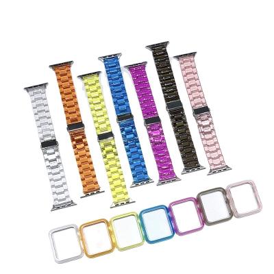 China Shockproof 2 in 1 For Apple Watch Band Luxury Strap With Case 45mm 44mm 42mm 40mm 38mm Buckle Watch Band For iWatch Series for sale