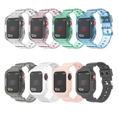 China Shockproof Sport Clear Band + Cover Protector Bumper Case For Apple Watch 7 Clear TPU 38mm 40mm 41mm 42mm 44mm 49mm for sale