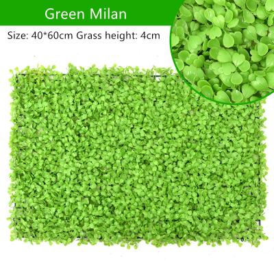 China Plastic Tile Durable Landscaping Cheap Artificial Grass Panel Leaves Green Wall System For Fence Plant Wall Decoration for sale