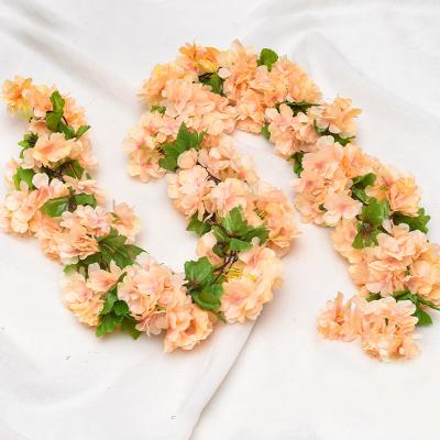 China Fashional Artificial Flower 2.2m Encrypy Cherry Blossom Vine Wedding Hanging Flowers for sale