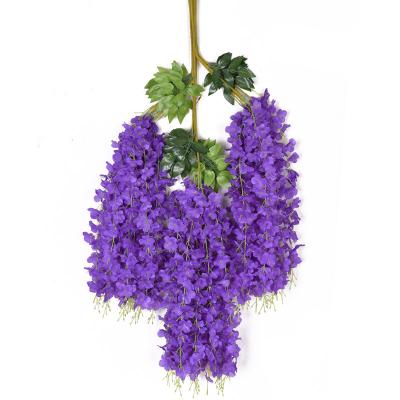 China Wedding Wall Home Decoration Artificial Wisteria Hanging Long Bush Flowers Hanging Flower Vine Garland For Wedding for sale