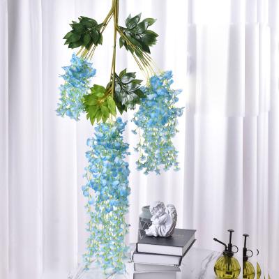 China Wedding Home Decoration White Wisteria Wall Flower Vine Artificial Hanging Silk Flower for Wedding Outdoor Arch Garden Ceremony Floral Decor for sale