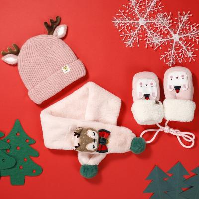 China Long Christmas 2021Winter Knit Hat Scarf Gloves Set Wool Hat Set With Scarf for sale