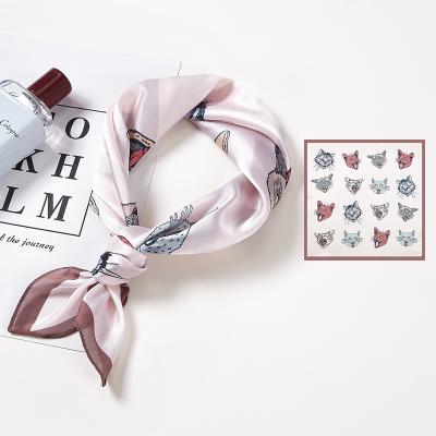 China Fashion Custom Logo Square Ultra Thin Chiffon Hair Scarf Custom Logo Printed Square 100% Ribbon for sale