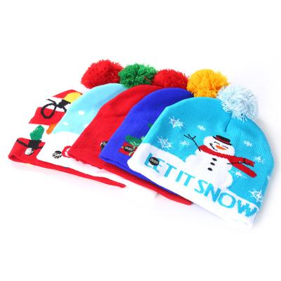 China Fashion Thick JOINT Christmas Hat Red Knitted Custom Christmas Hats for sale