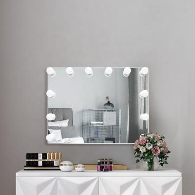 China Hollywood Lit Lit Wall Mounted Smart Makeup Mirror Beauty Makeup Mirror With Bulbs for sale