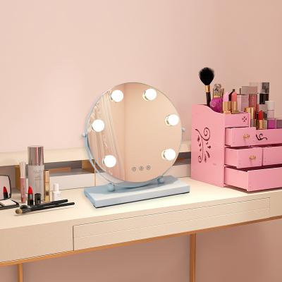 China New Product Lighted Touch Screen Led Lighted 6 Bulbs Shine Hollywood Adjustable Vanity Mirror for sale