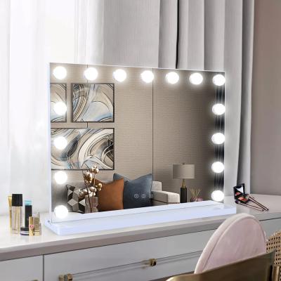 China Cosmetic Beauty Hollywood Makeup Lighted Tabletop Vanity Mirror With LED Bulbs Mirror Wholesale for sale