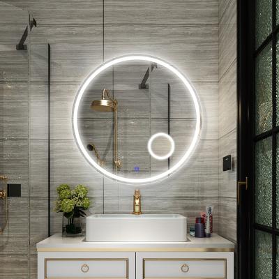 China Modern Hospitality Bathroom Collections Large Round 3X Lighted Magnifying Led Mirror for sale