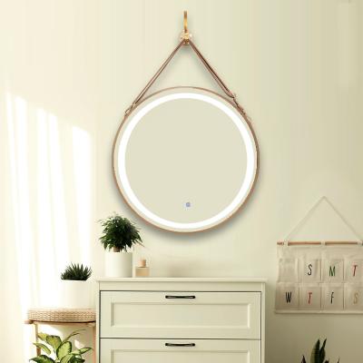 China Wall Mounted Round Bright Home Living Room Large Decorative Mirrors With Led Light for sale