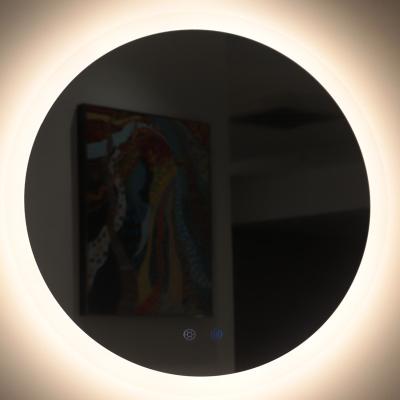 China Hotel Smart 600mm Light Ring Illuminated Bathroom Round Led Frameless Backlit Mirror for sale